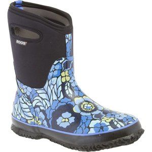 Bogs Women's Black Blue Classic Mid-Calf Lanai Pull On Waterproof Rain Boot US 8